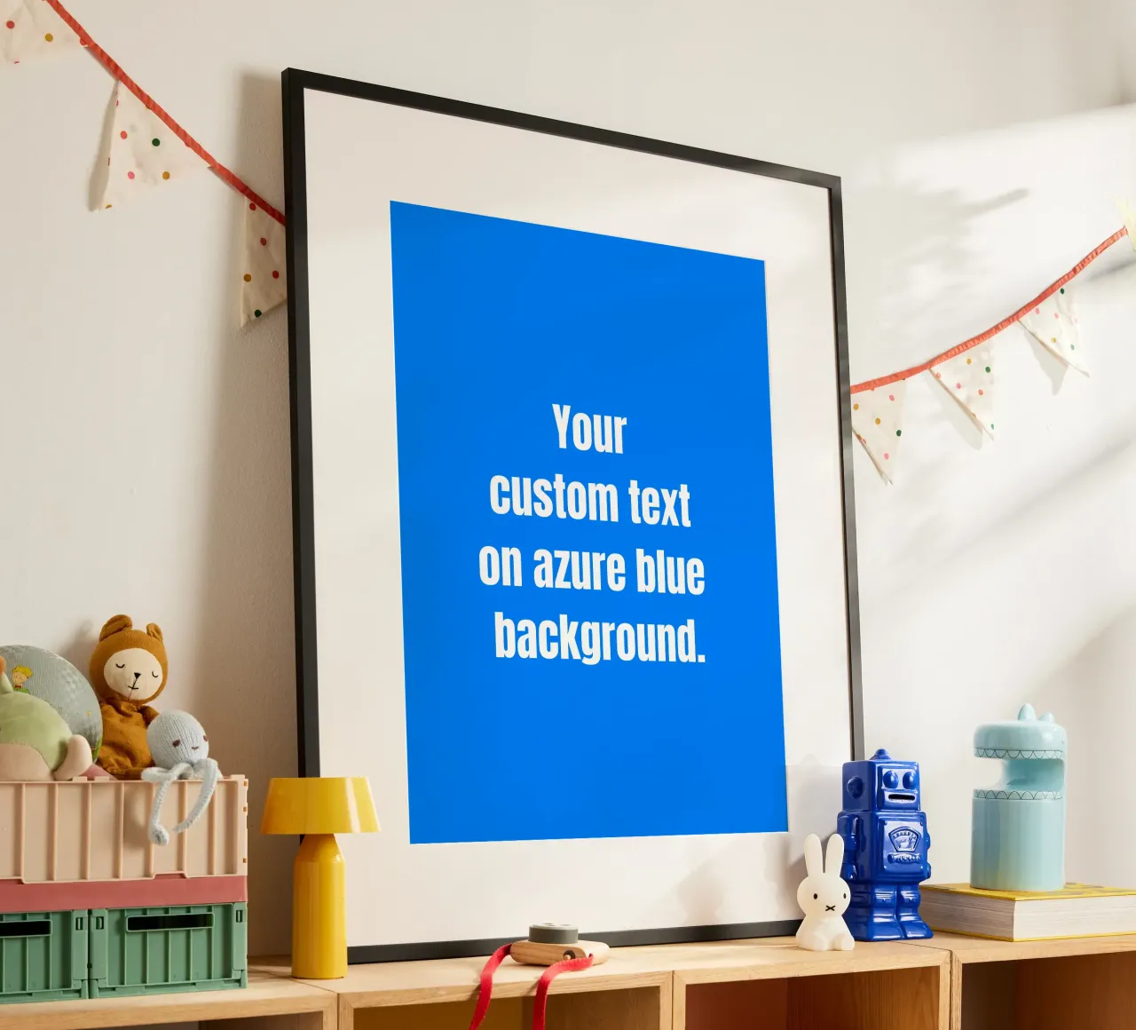 Custom text on azure blue background Hahnemühle von RB-Quotes