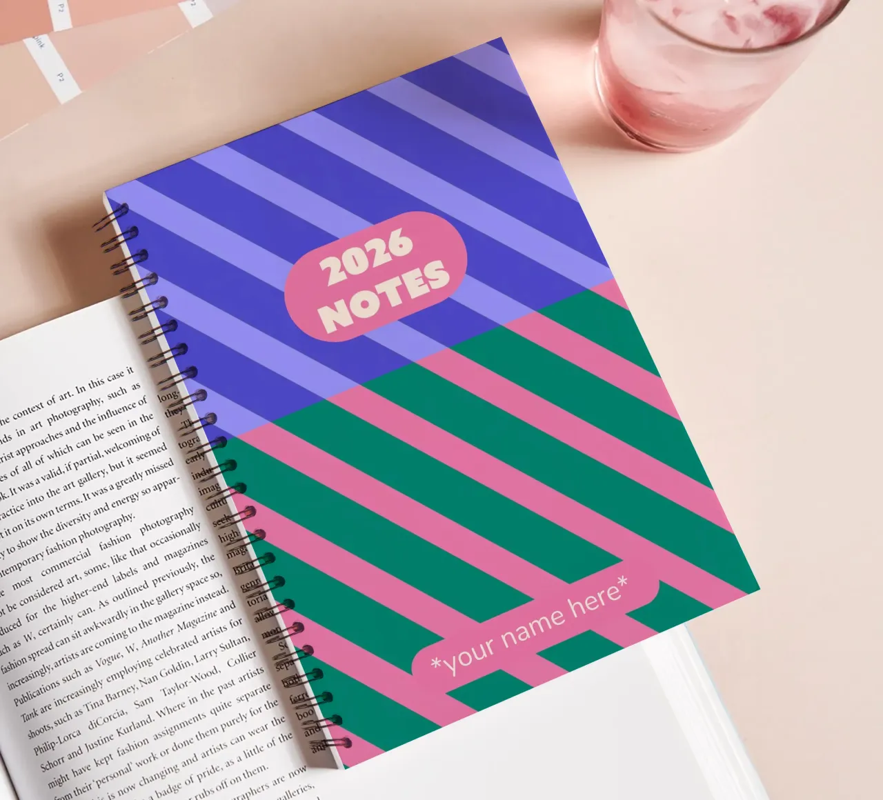 Stripe Pattern Notebook spiral notebook by Sunday Design Studio