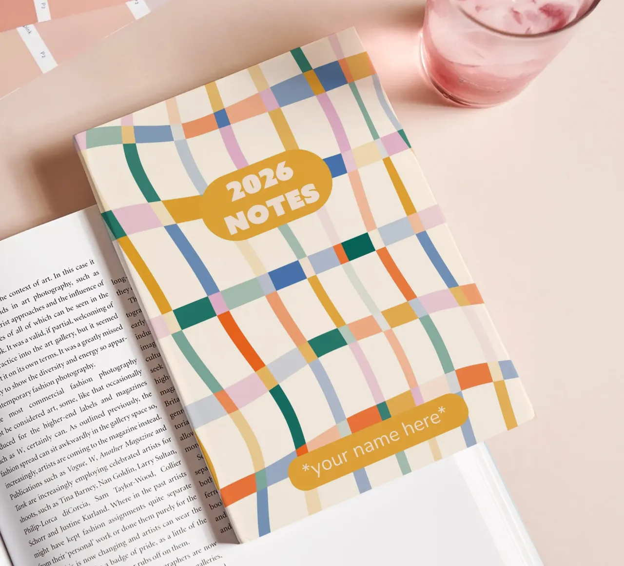 Wavey Plaid Pattern Notebook notebook by Sunday Design Studio