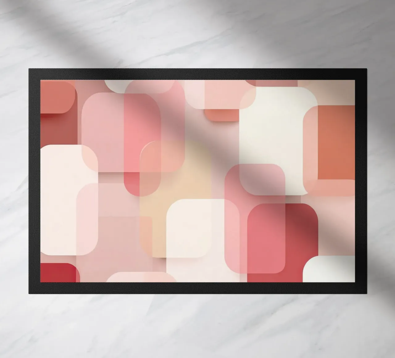 Soft Pink Overlapping Shapes Modern Pattern doormat by StudioVO