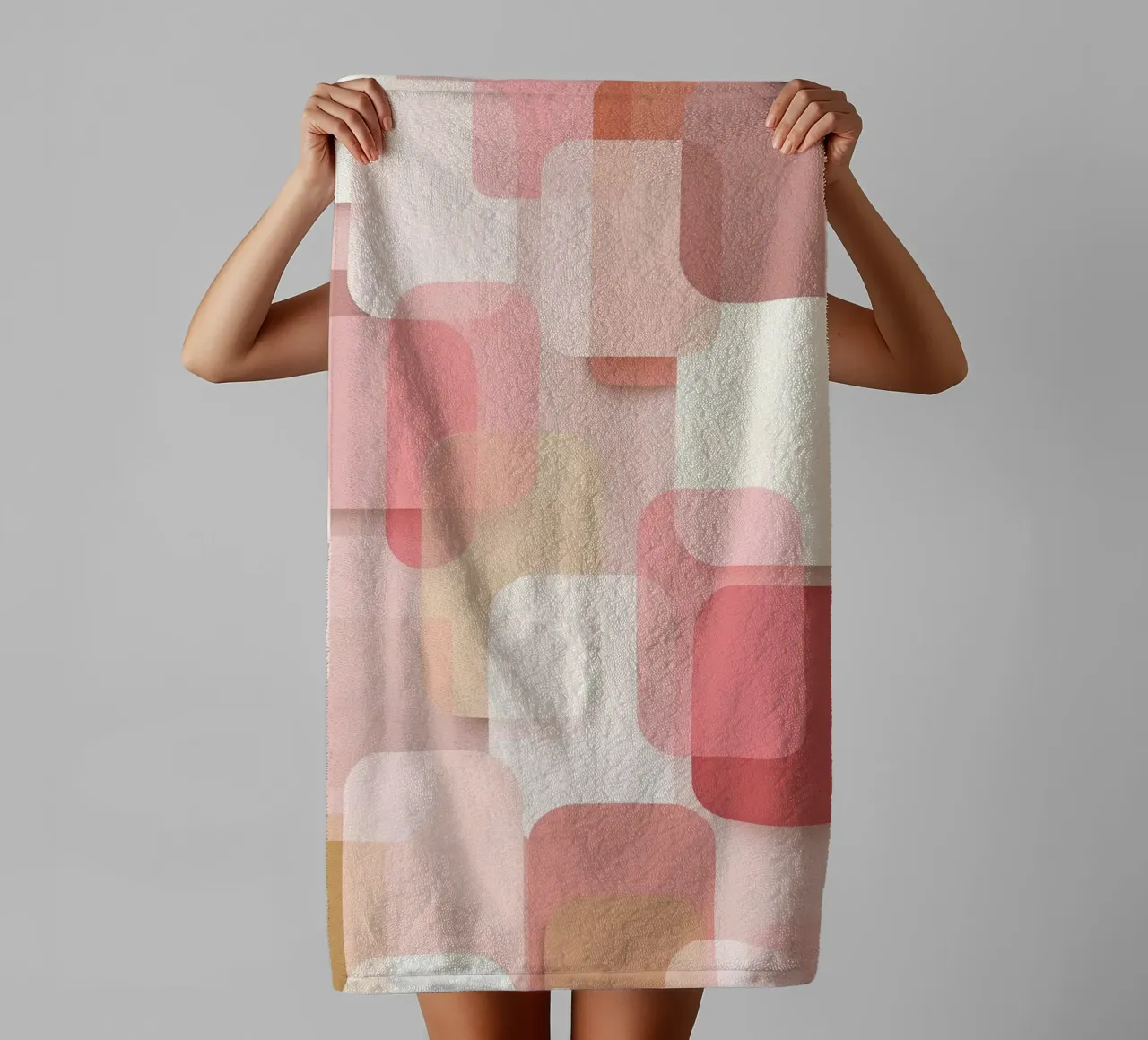 Soft Pink Overlapping Shapes Modern Pattern towel by StudioVO