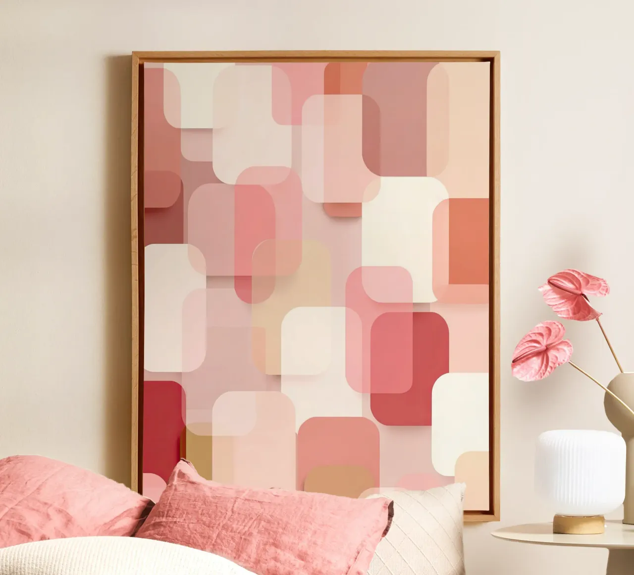 Soft Pink Overlapping Shapes Modern Pattern canvas by StudioVO
