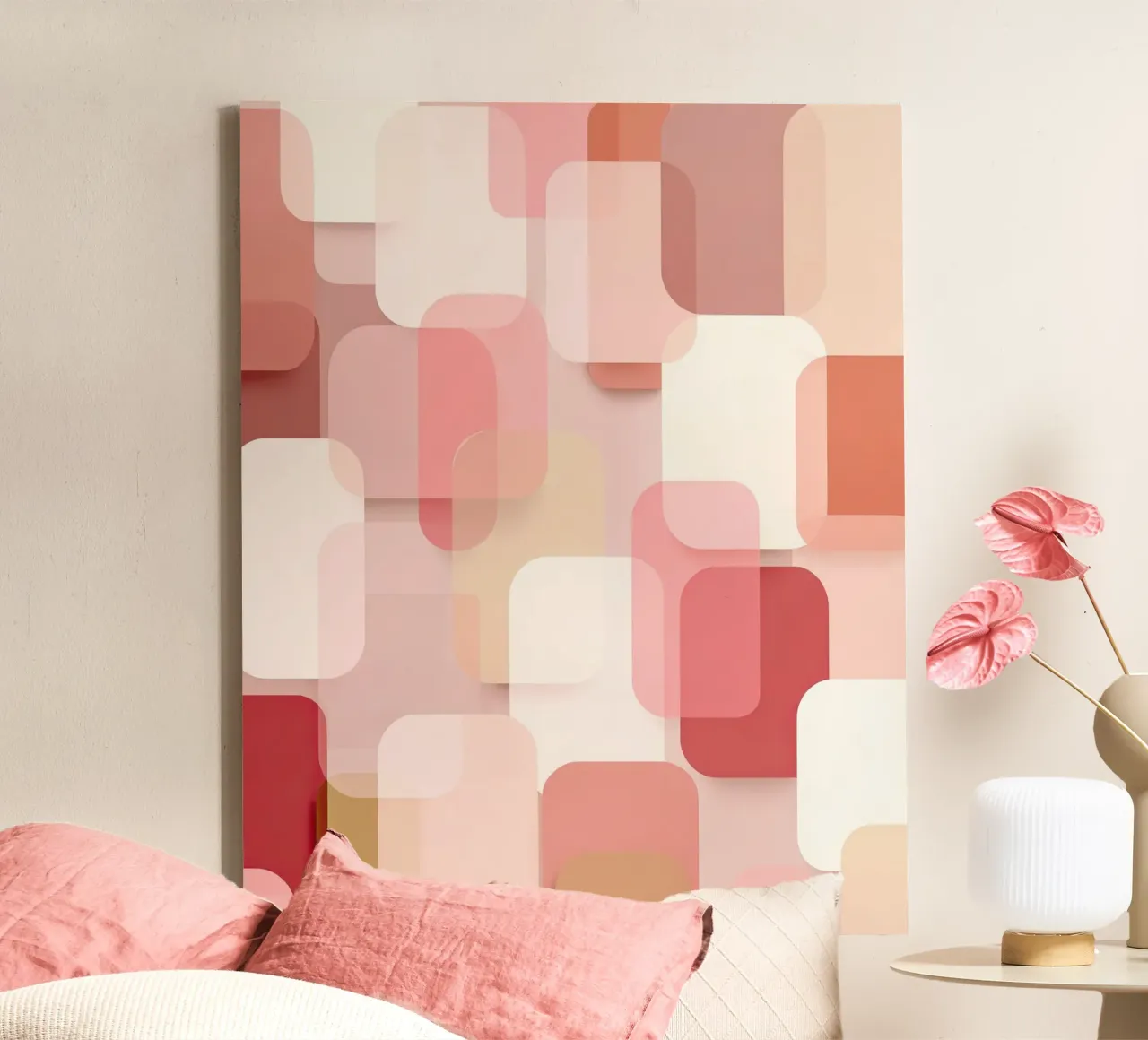 Soft Pink Overlapping Shapes Modern Pattern canvas by StudioVO