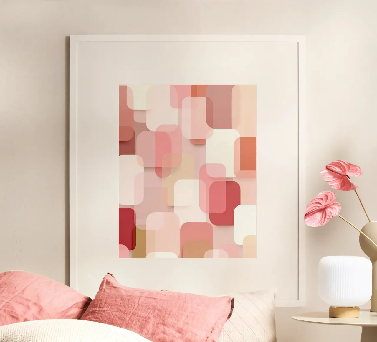 Soft Pink Overlapping Shapes Modern Pattern hahnemühle by StudioVO