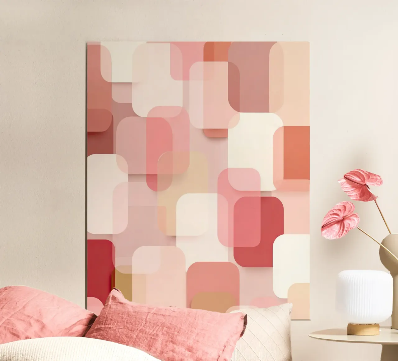 Soft Pink Overlapping Shapes Modern Pattern hahnemühle by StudioVO
