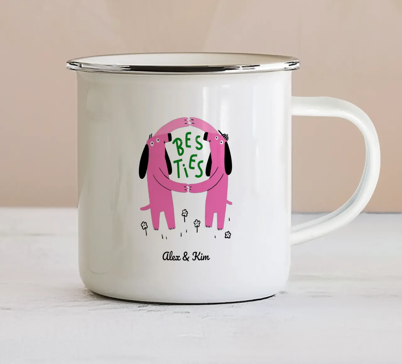 Bestie - Personalizzabile tazza in smalto da aucontraire