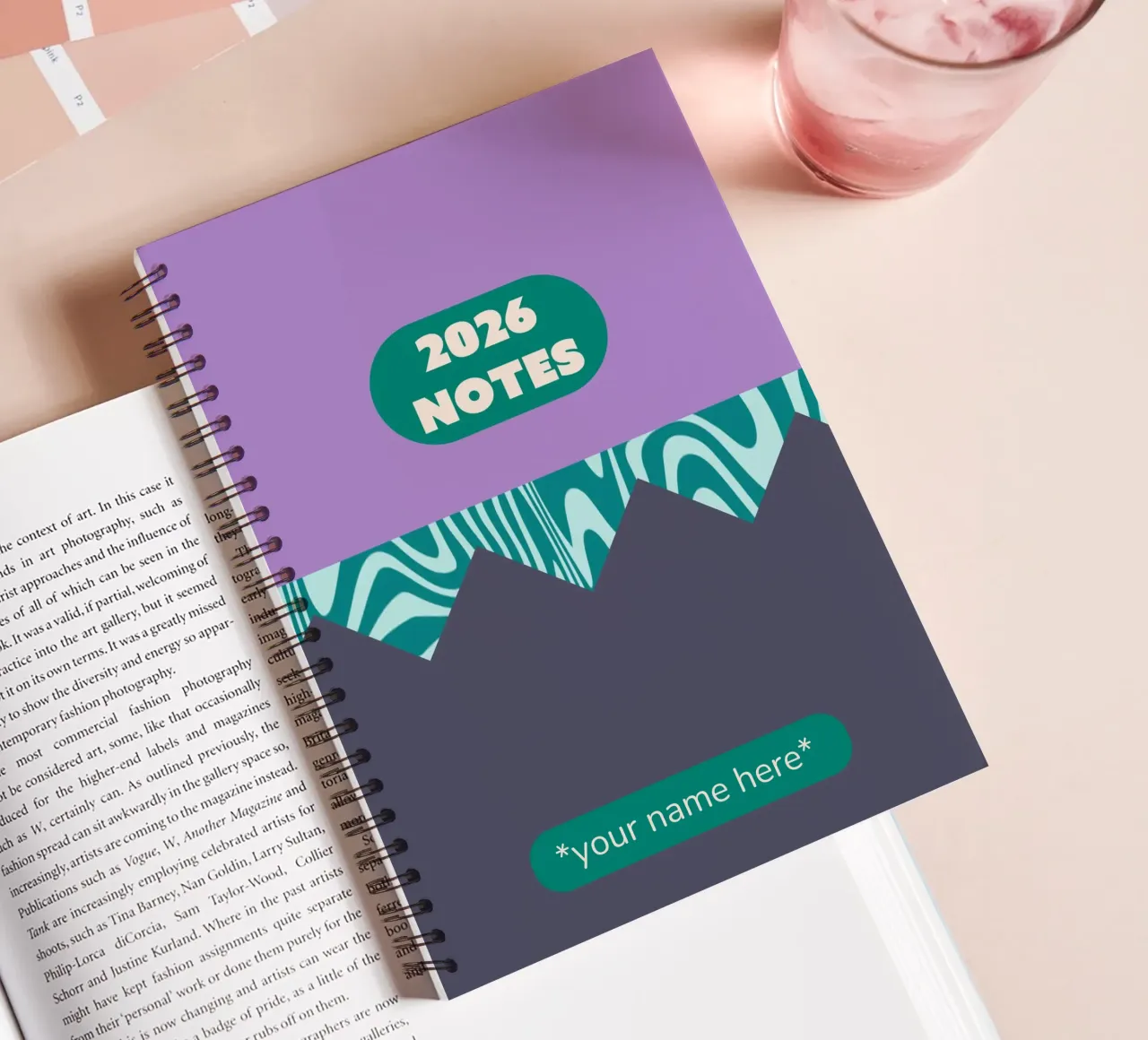 ZigZag Purple Pattern Notebook diario ad anelli da Sunday Design Studio