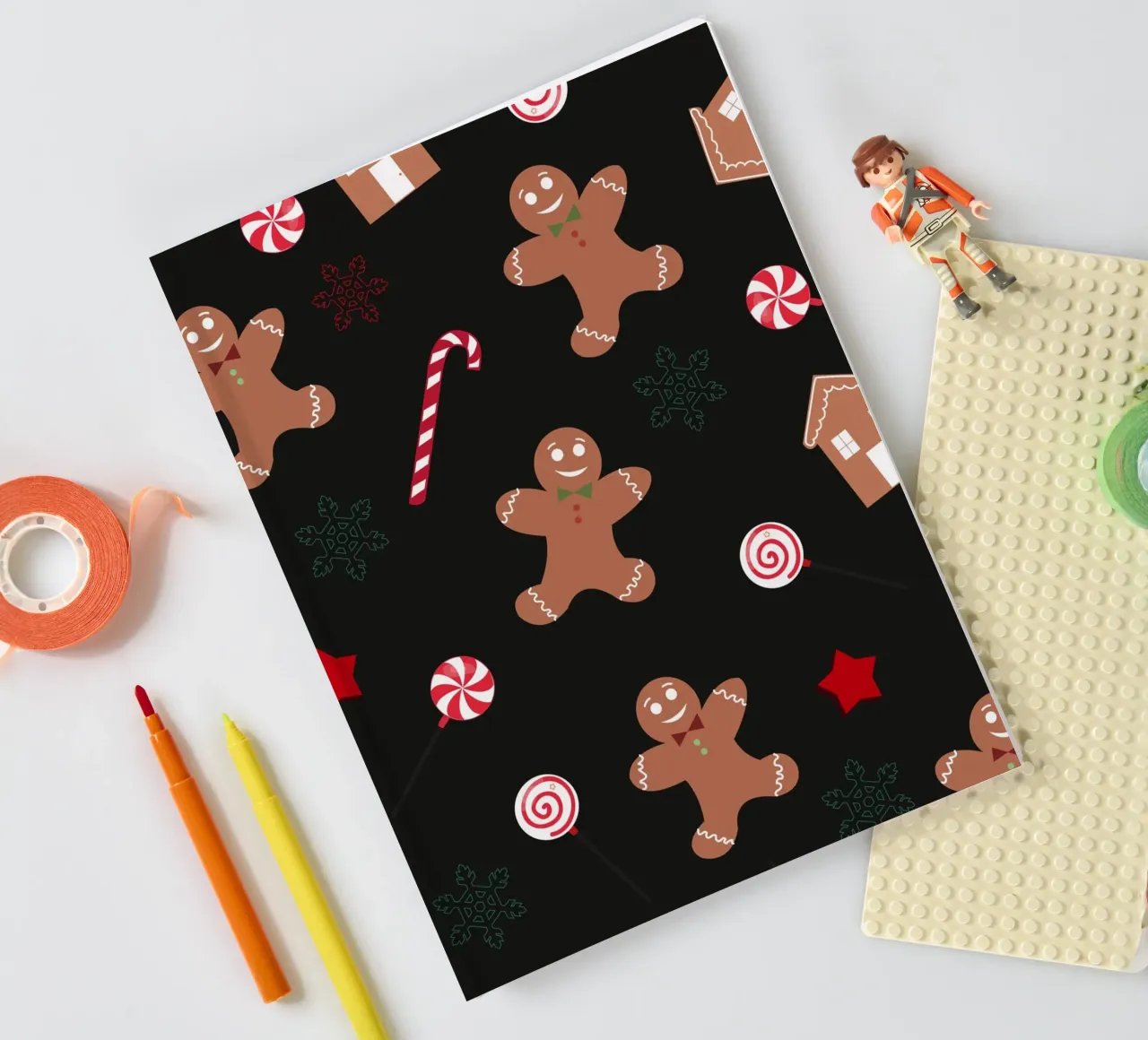 Gingerbread pattern with cookies notebook by GalerieGG