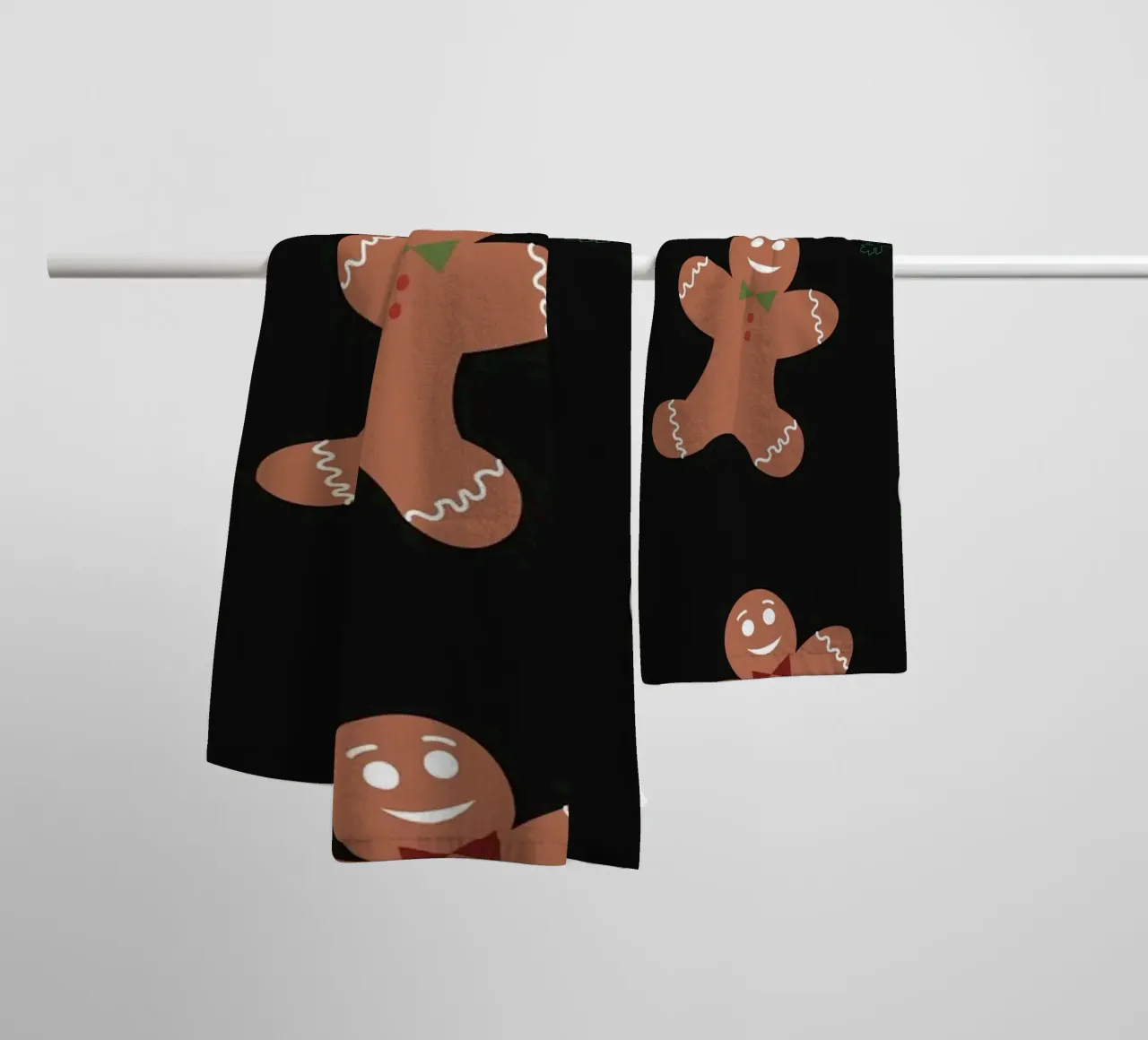 Gingerbread pattern with cookies towel by GalerieGG