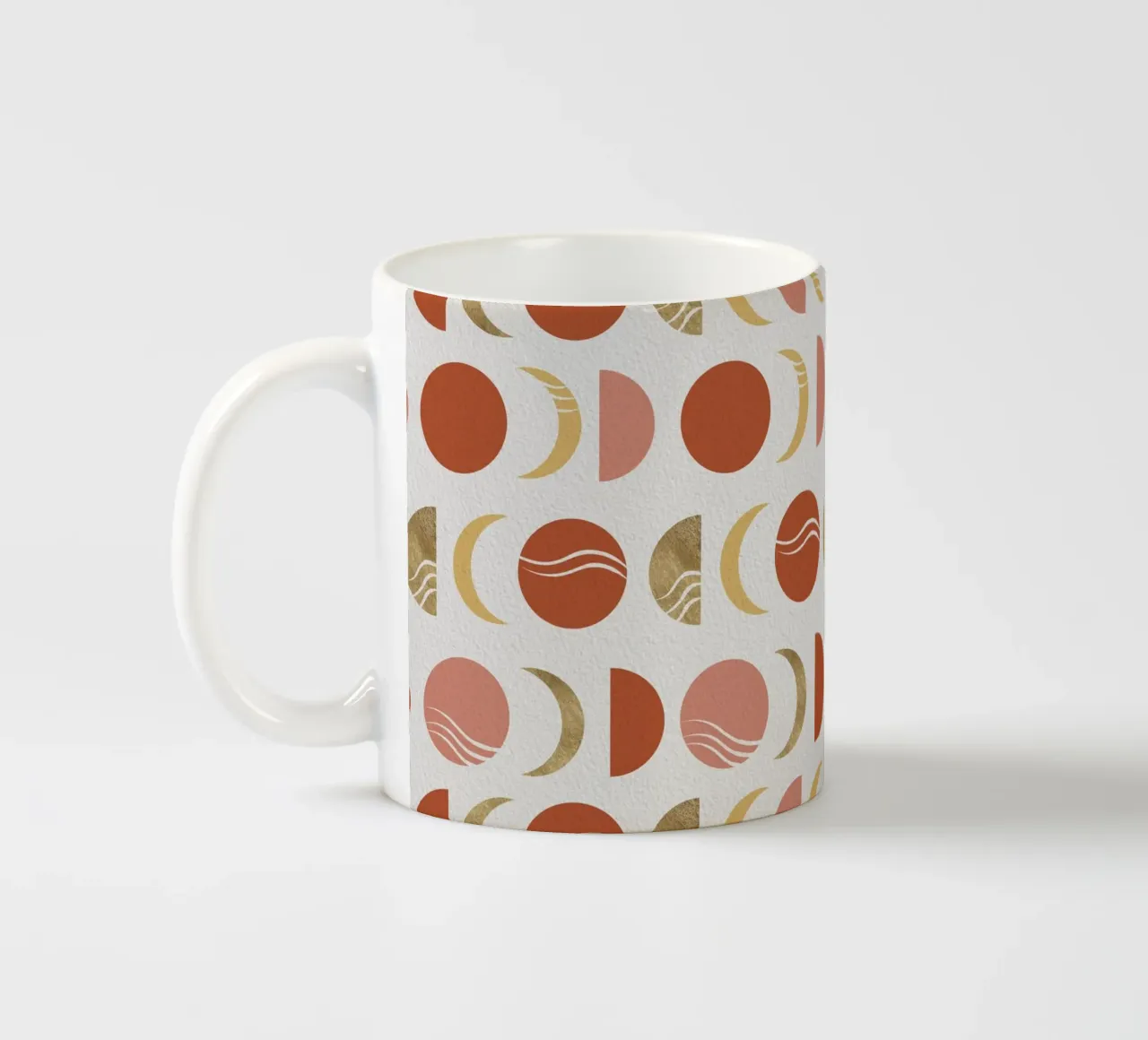 Bohemian Moon Phases ceramic mug by Orara Studio