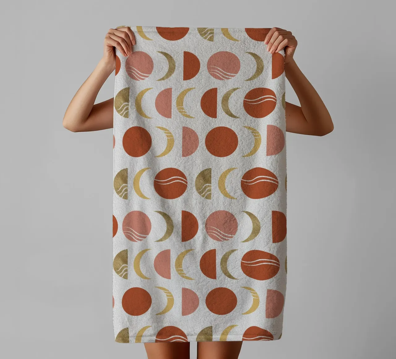 Bohemian Moon Phases towel by Orara Studio