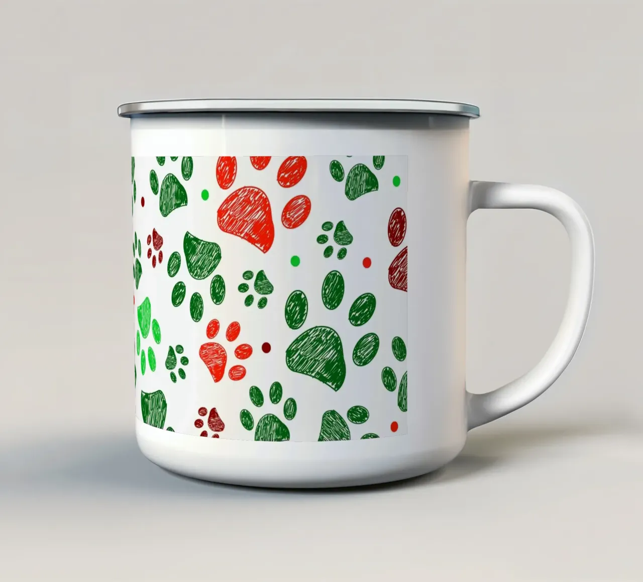 Impronte di zampe verdi e rosse tazza in smalto da GalerieGG