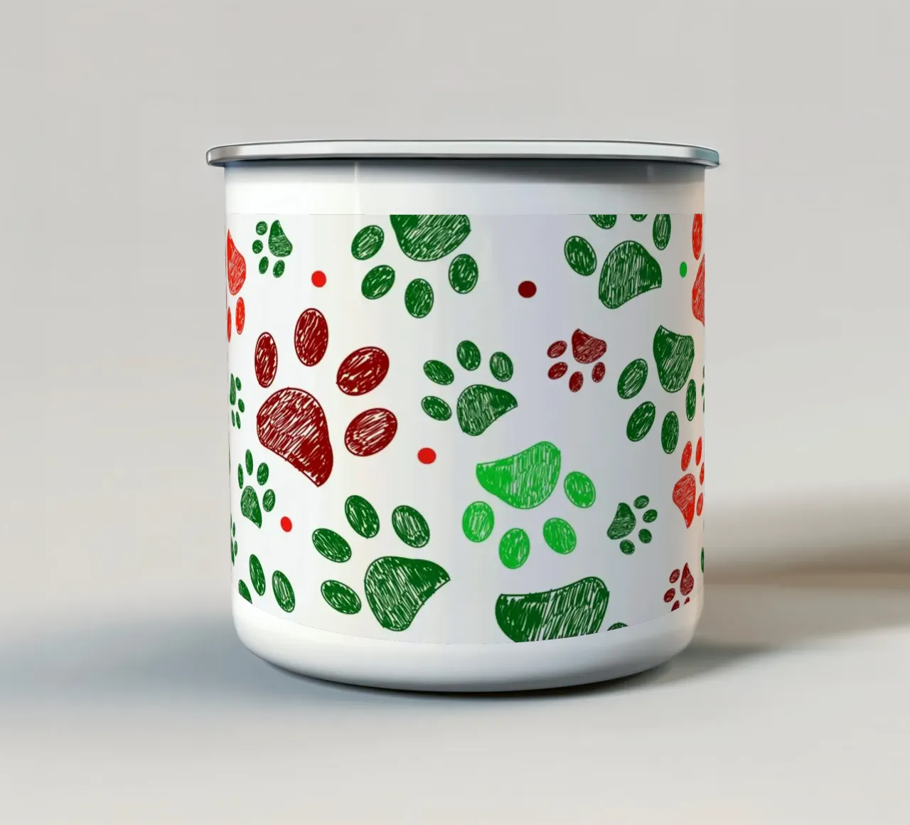 Impronte di zampe verdi e rosse tazza in smalto da GalerieGG