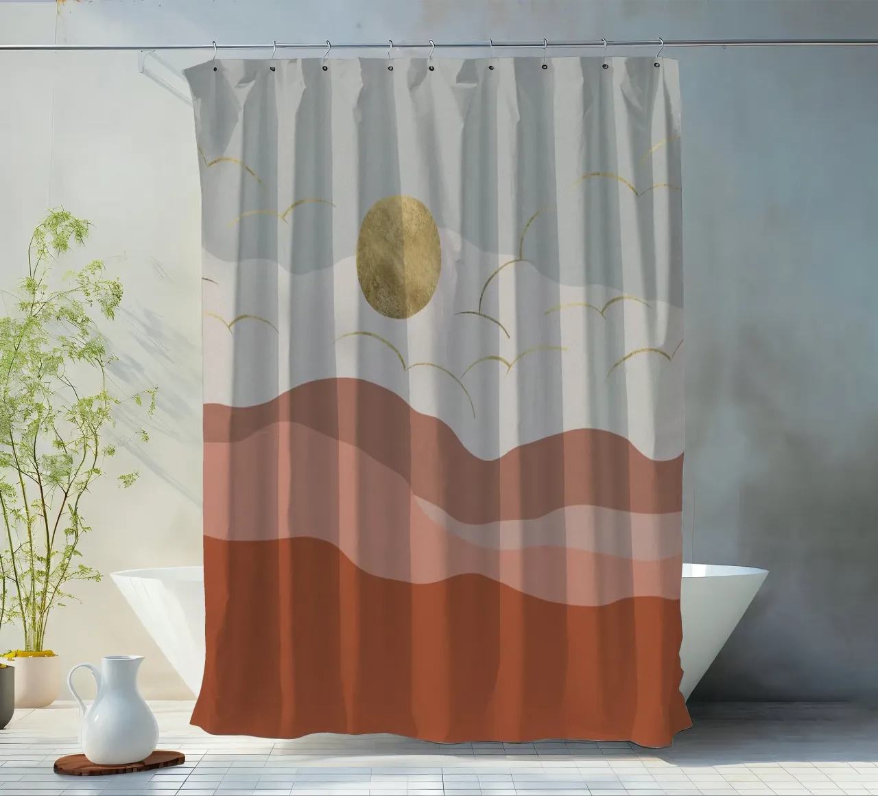 Bohemian Sun shower curtain by Orara Studio