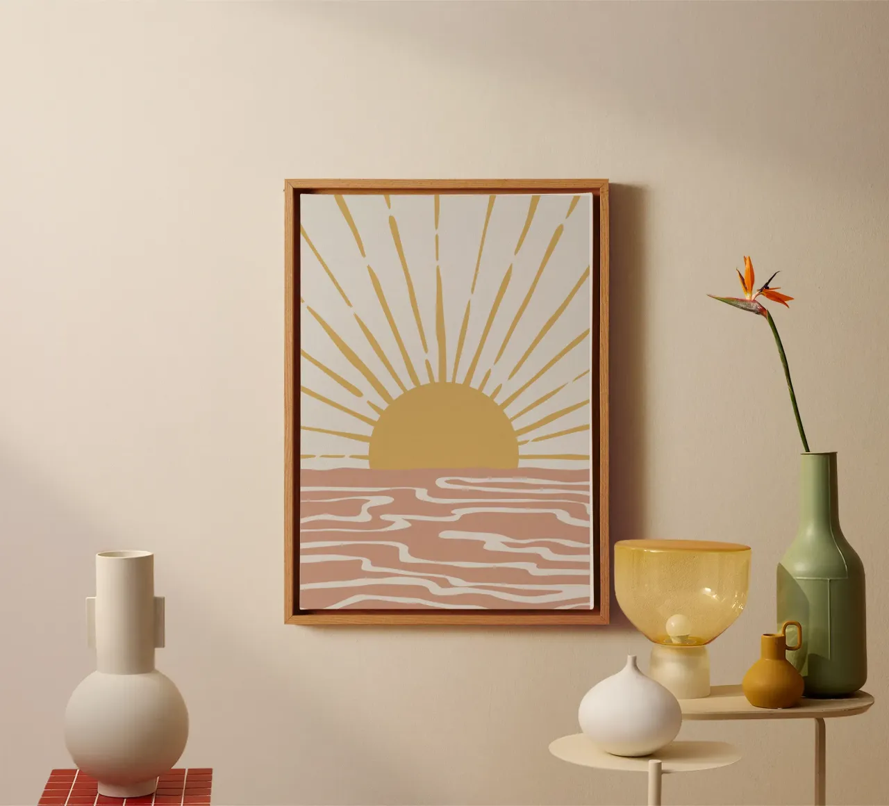 Boheemse zonneschijn canvas met Baklijst van Orara Studio