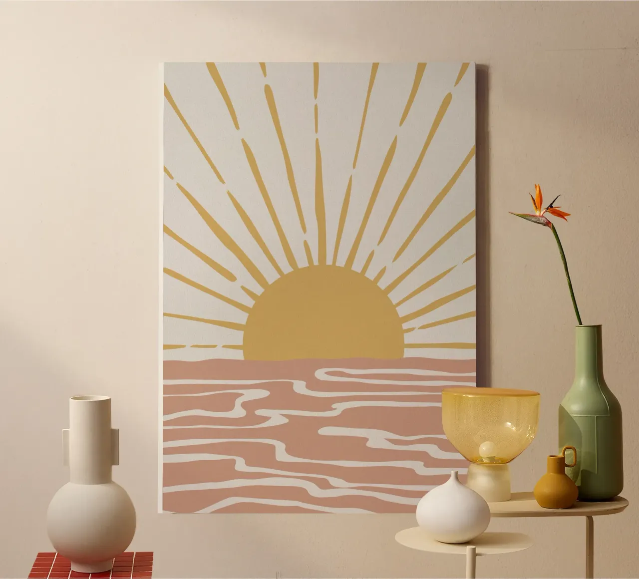 Boheemse zonneschijn canvas met Baklijst van Orara Studio