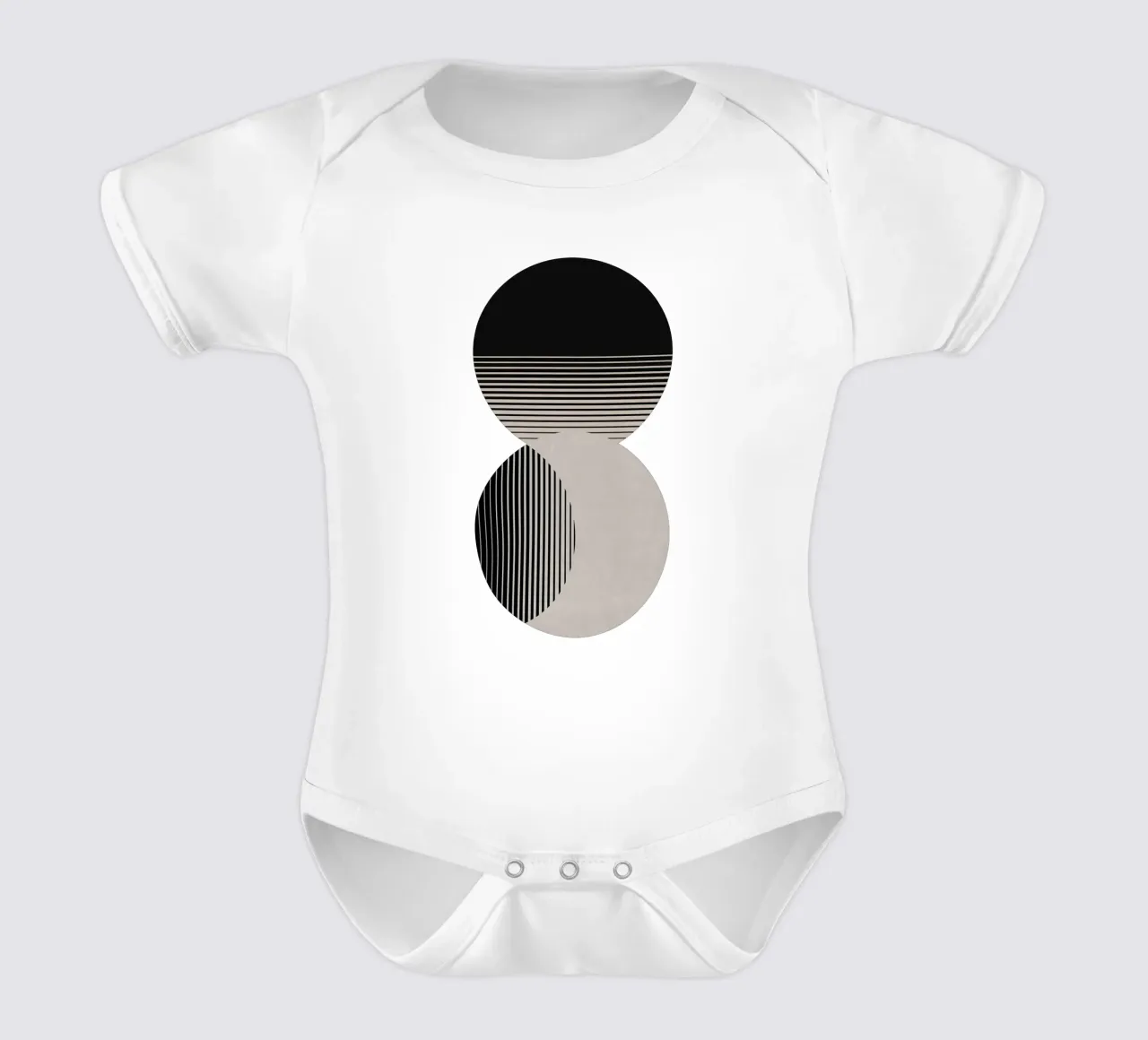 Cerchio Sole e Luna in bianco e nero body neonato maniche corte da Orara Studio