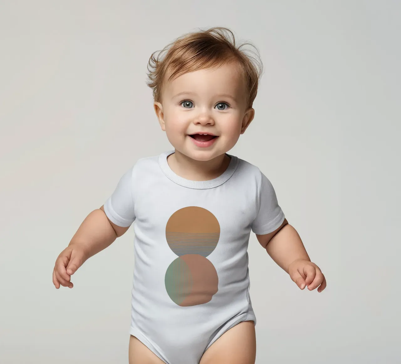 Cerchio Sole e Luna Colore body neonato maniche corte da Orara Studio