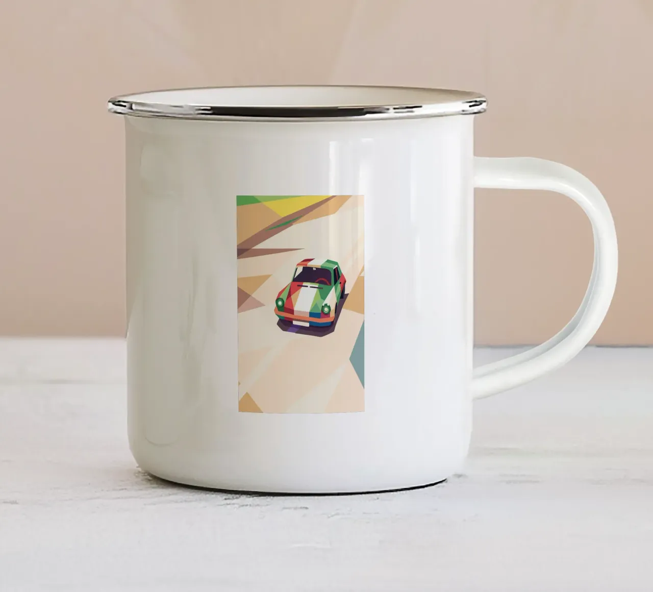 Auto da corsa colorata tazza in smalto da POLYGON SPECIAL