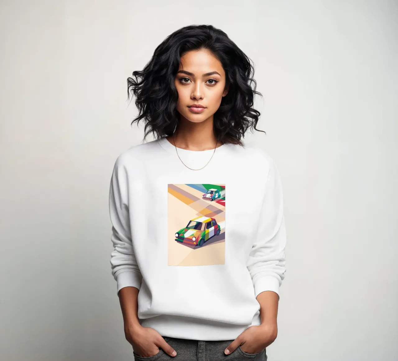 Illustrazione di due auto da corsa colorate sulla strada felpa da POLYGON SPECIAL