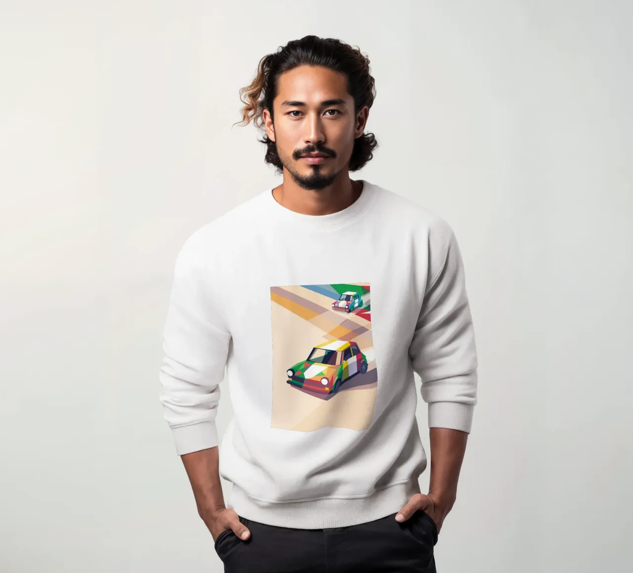 Illustrazione di due auto da corsa colorate sulla strada felpa da POLYGON SPECIAL