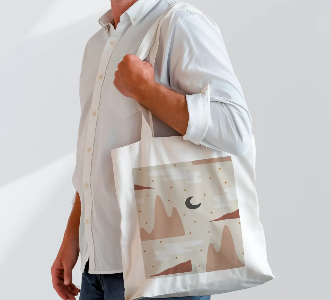 Paesaggio e Luna borsa in juta da Orara Studio
