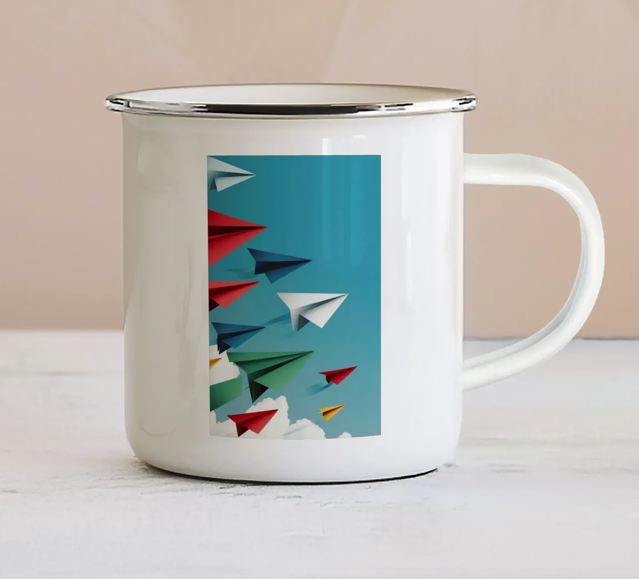 hundred paper plane tazza in smalto da scoten