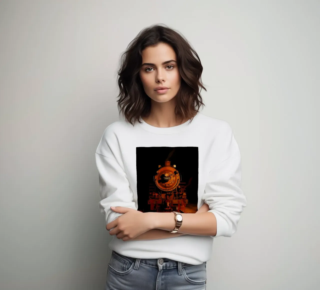 old train locomotive sweatshirt by Maraza