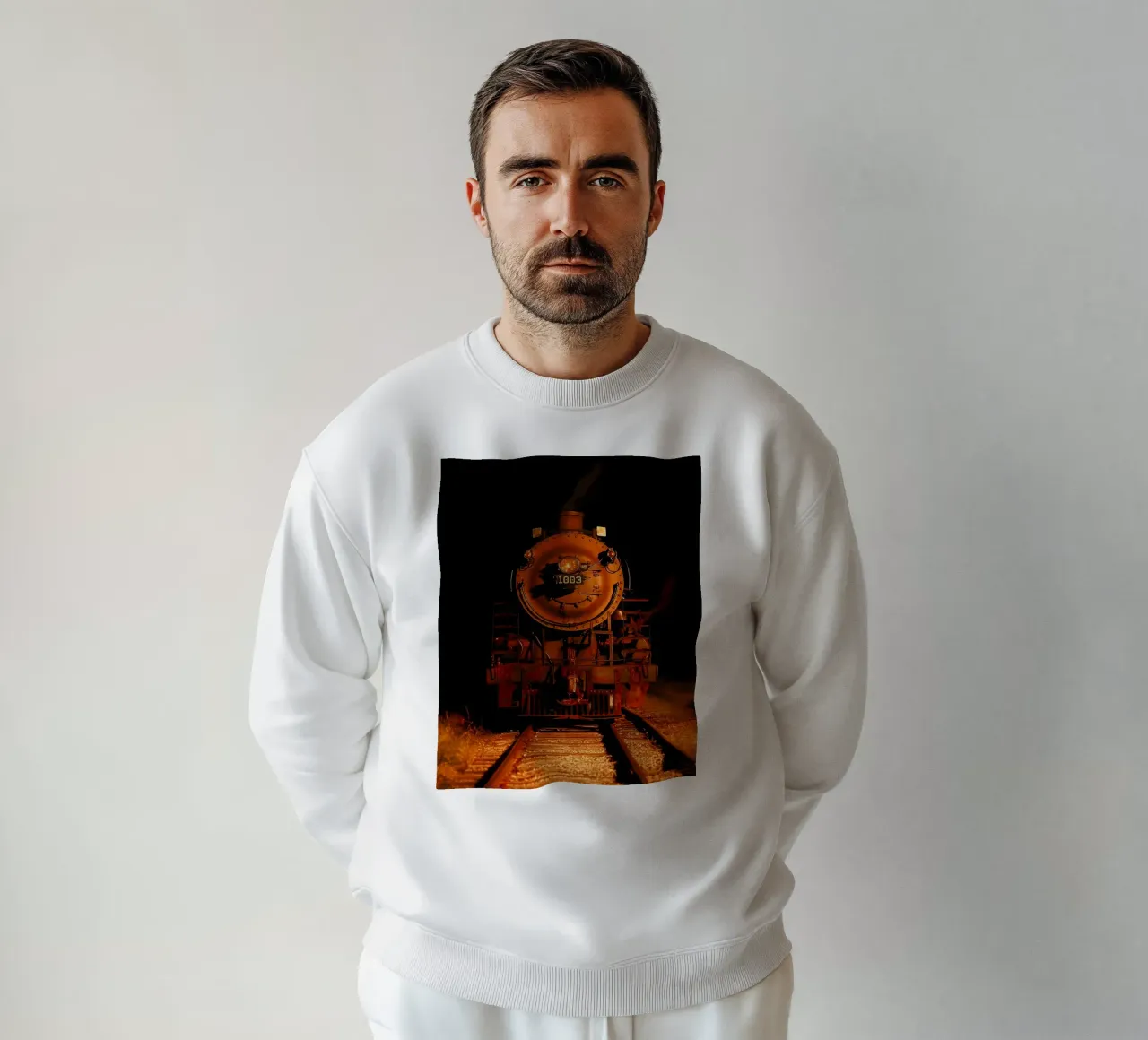 old train locomotive sweatshirt by Maraza