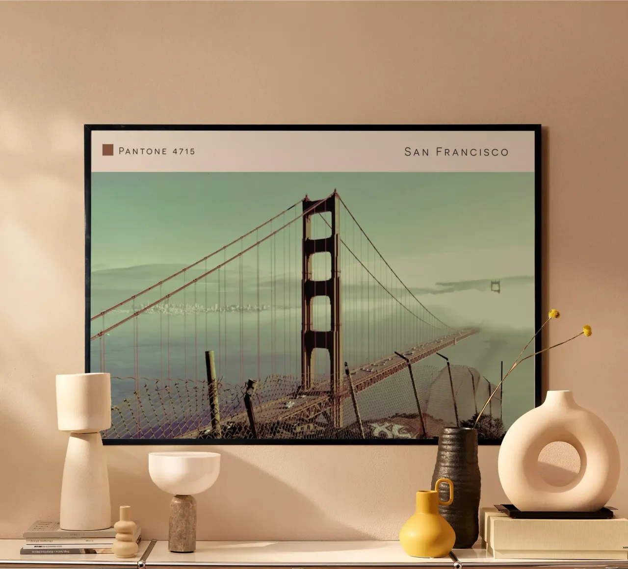San Francisco Pantone 4715 poster con telaio in alluminio da In Full Color