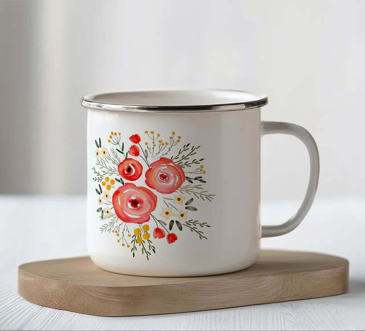Aquarellblumen im Boho-Chic tazza in smalto da Petra Lang - Floral Art