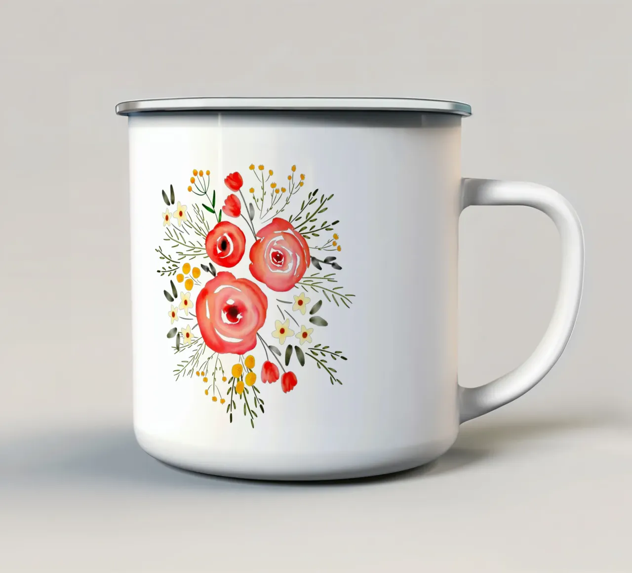 Aquarellblumen im Boho-Chic tazza in smalto da Petra Lang - Floral Art