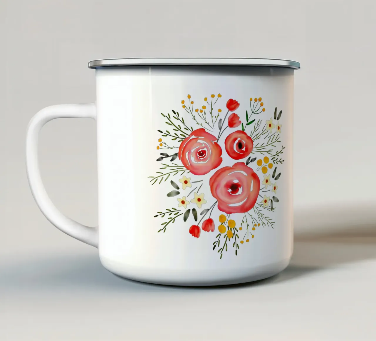 Aquarellblumen im Boho-Chic tazza in smalto da Petra Lang - Floral Art