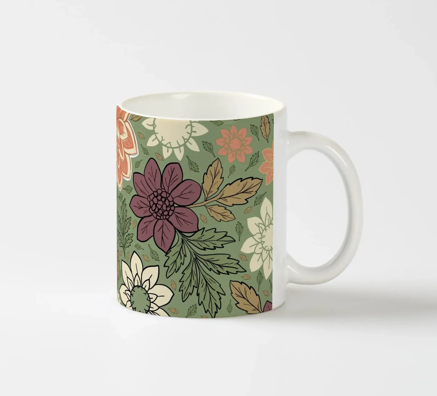 Flowers pattern ceramic mug by GalerieGG