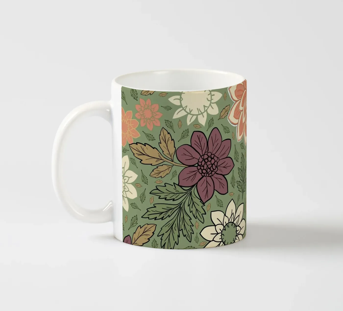 Flowers pattern ceramic mug by GalerieGG