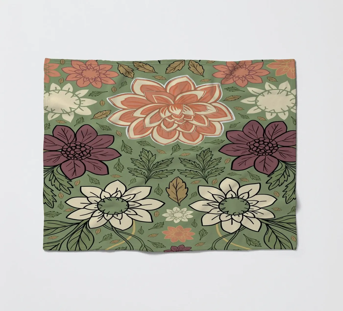 Blumenmuster Fleecedecke von GalerieGG