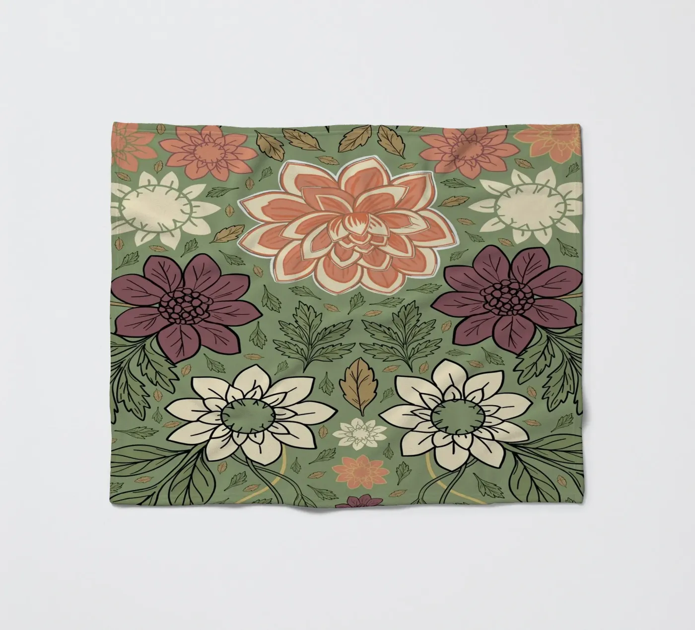 Blumenmuster Fleecedecke von GalerieGG