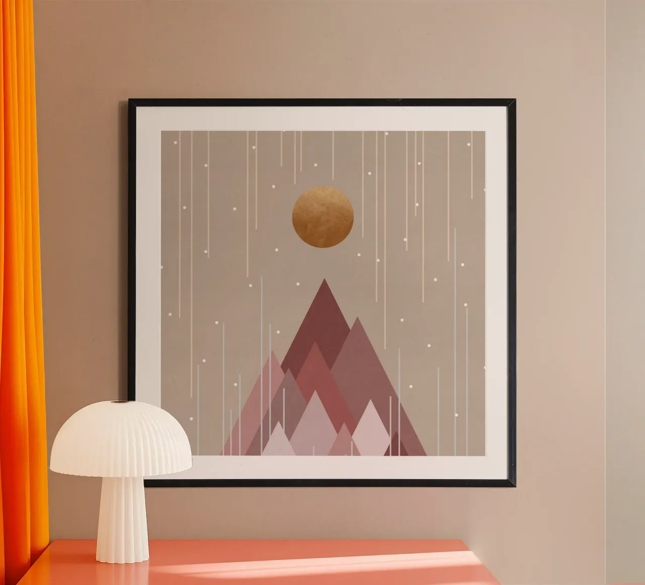 Sole e monti Rosa corallo poster da Orara Studio