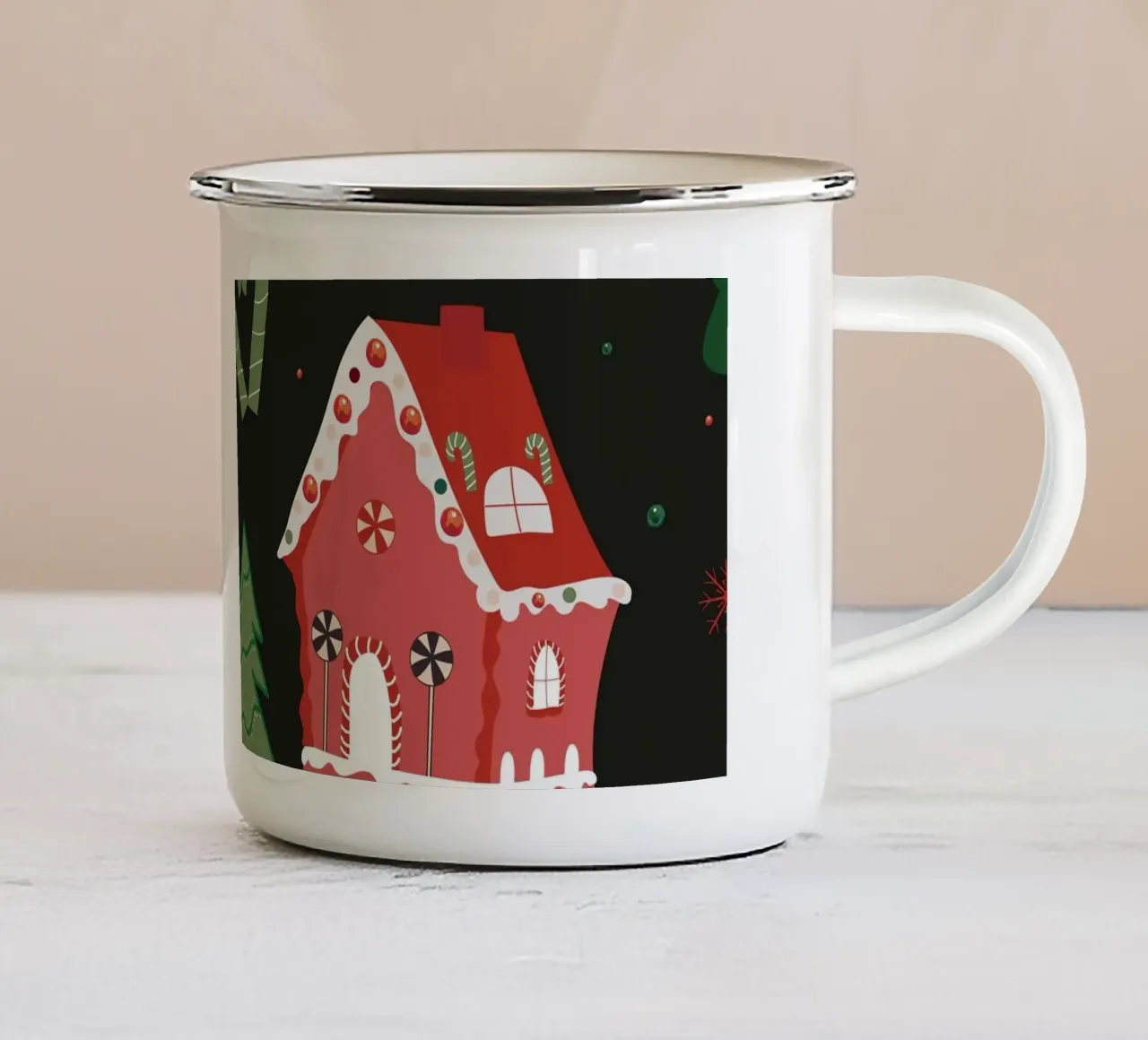 Pupazzo di neve design natalizio tazza in smalto da GalerieGG