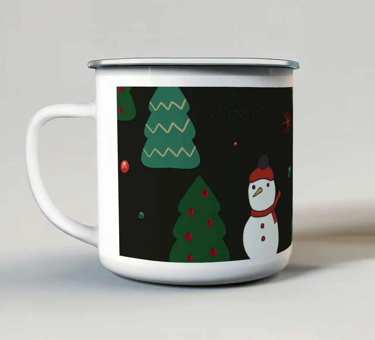 Pupazzo di neve design natalizio tazza in smalto da GalerieGG