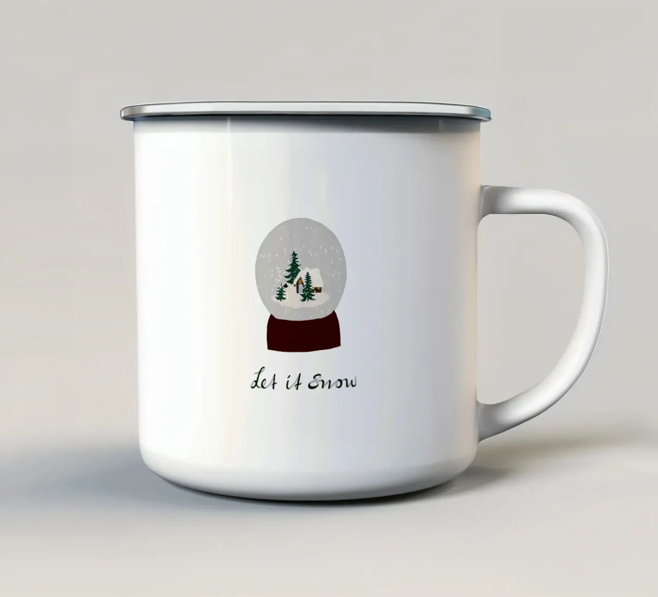 Schneekugel Schleifenschrift Let it snow tazza in smalto da Sophie Augustin Illustration