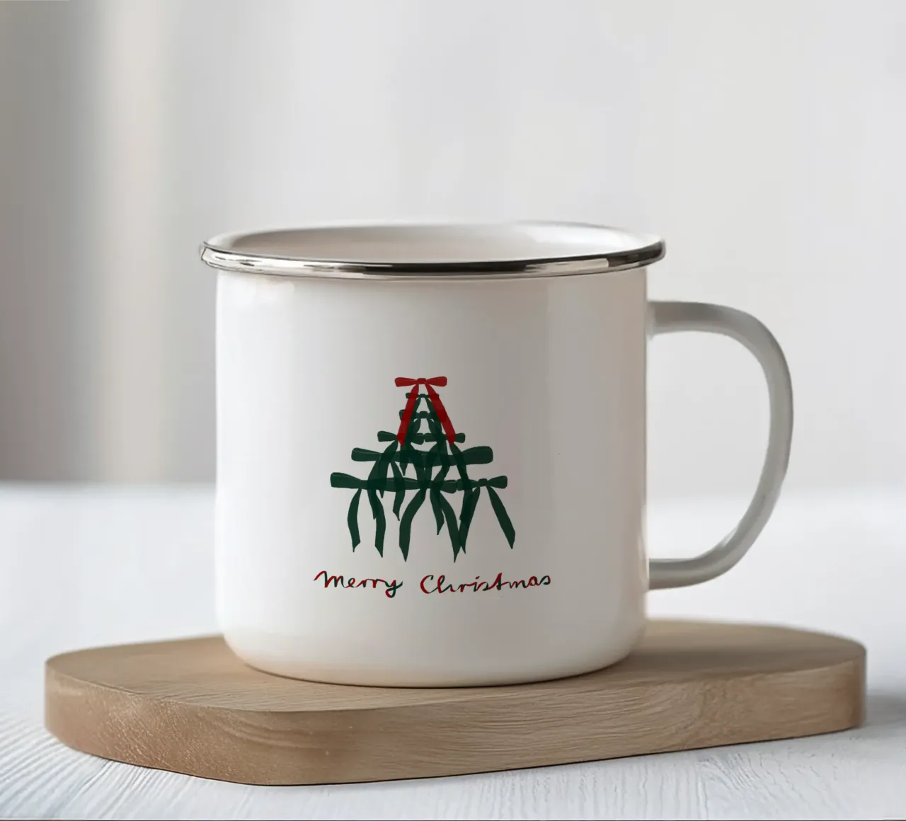 Schleifenbaum Merry Christmas tazza in smalto da Sophie Augustin Illustration