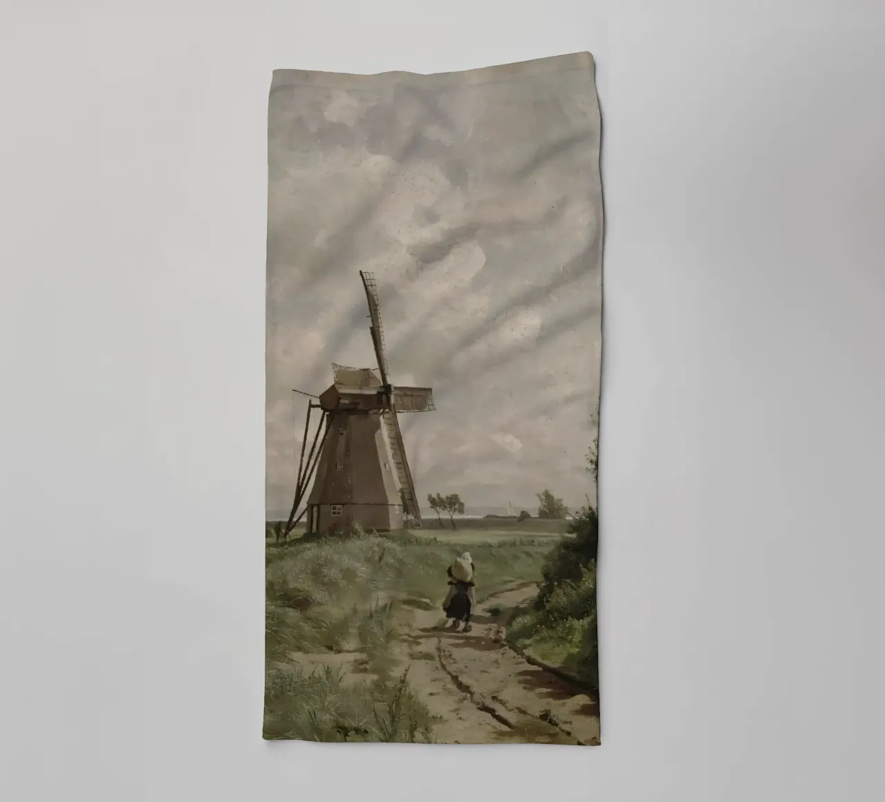 Old Windmill in the Fields towel by Vintage Posters