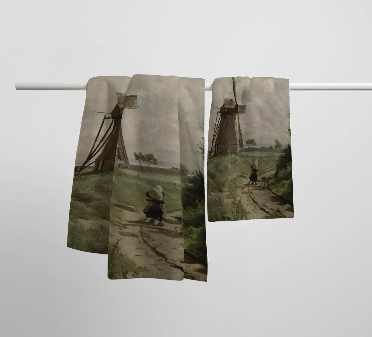 Old Windmill in the Fields towel by Vintage Posters