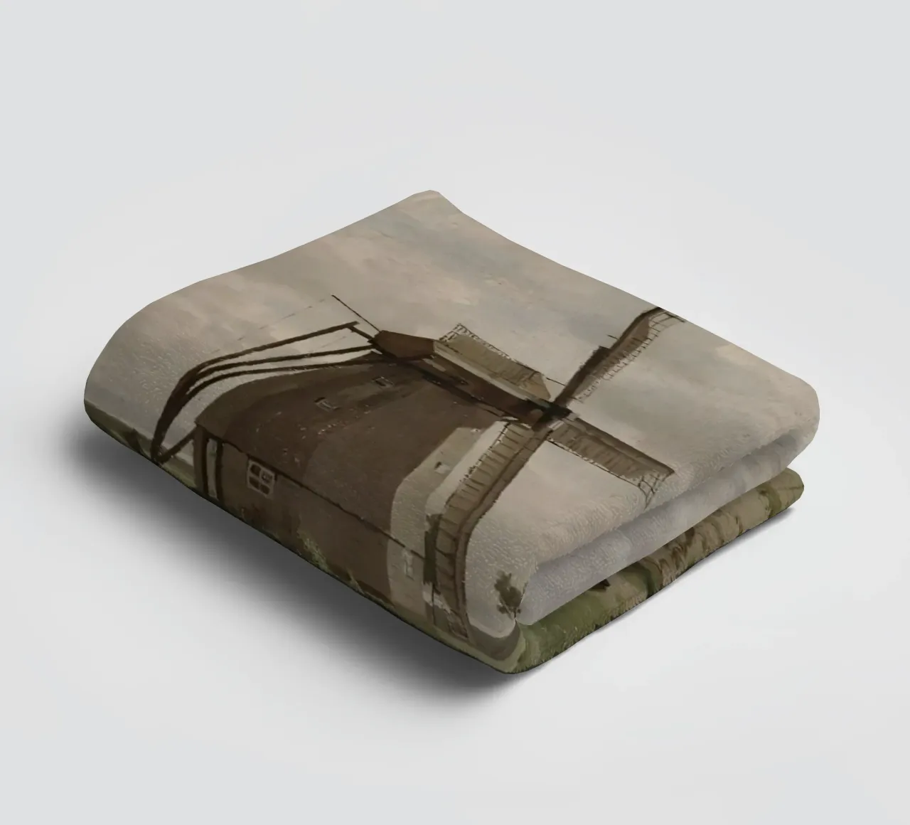 Old Windmill in the Fields towel by Vintage Posters