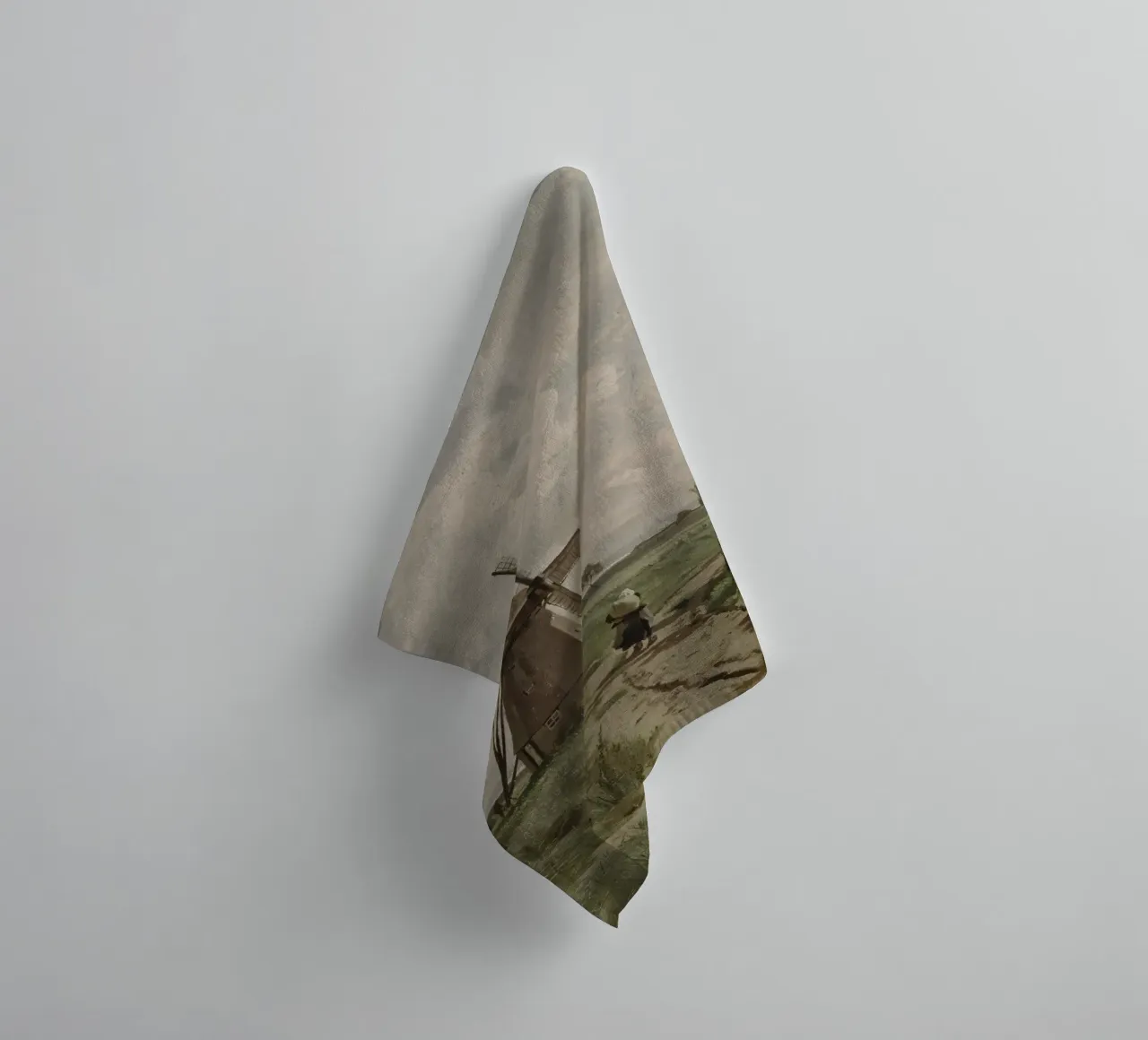 Old Windmill in the Fields towel by Vintage Posters