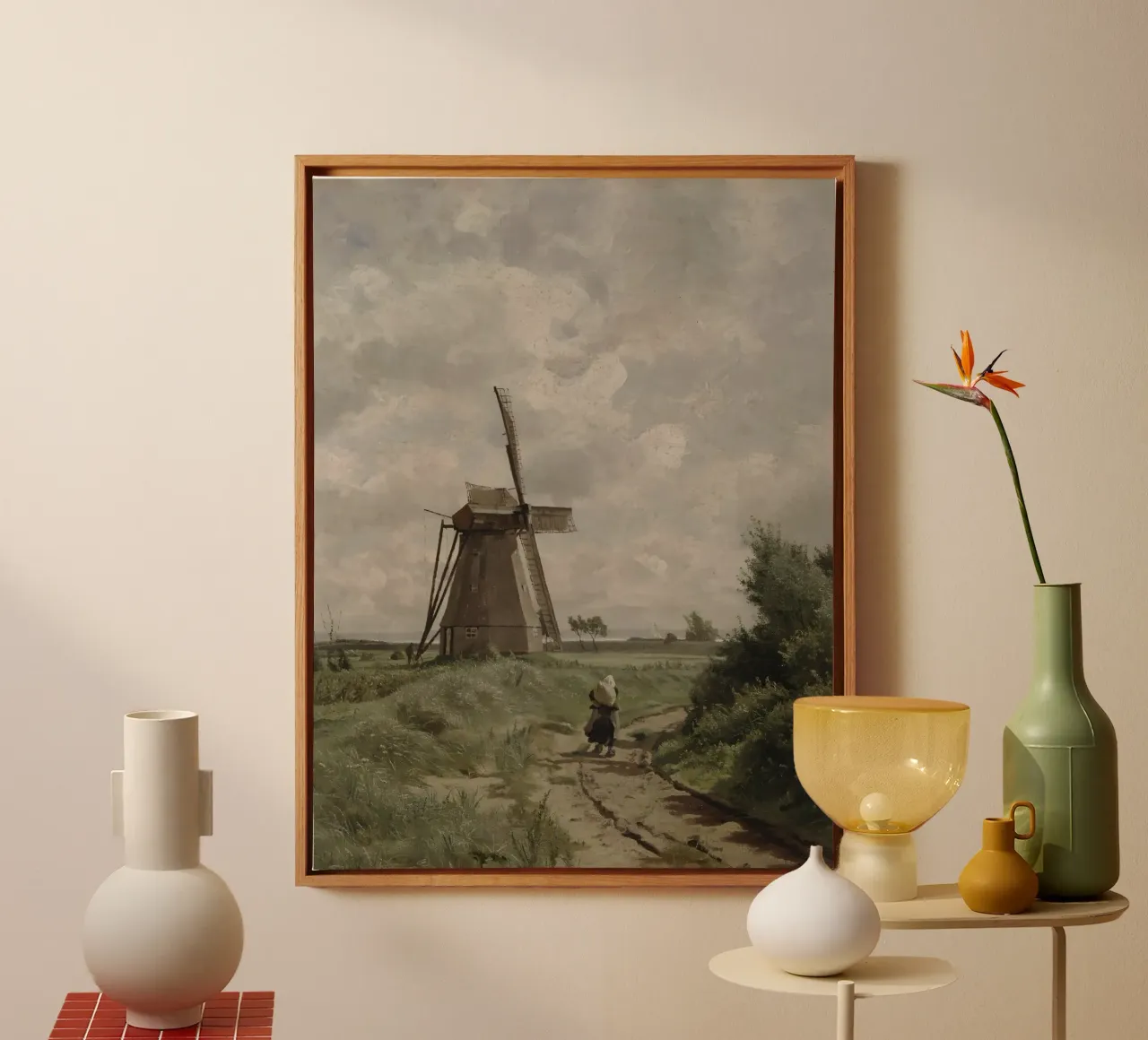 Old Windmill in the Fields canvas by Vintage Posters