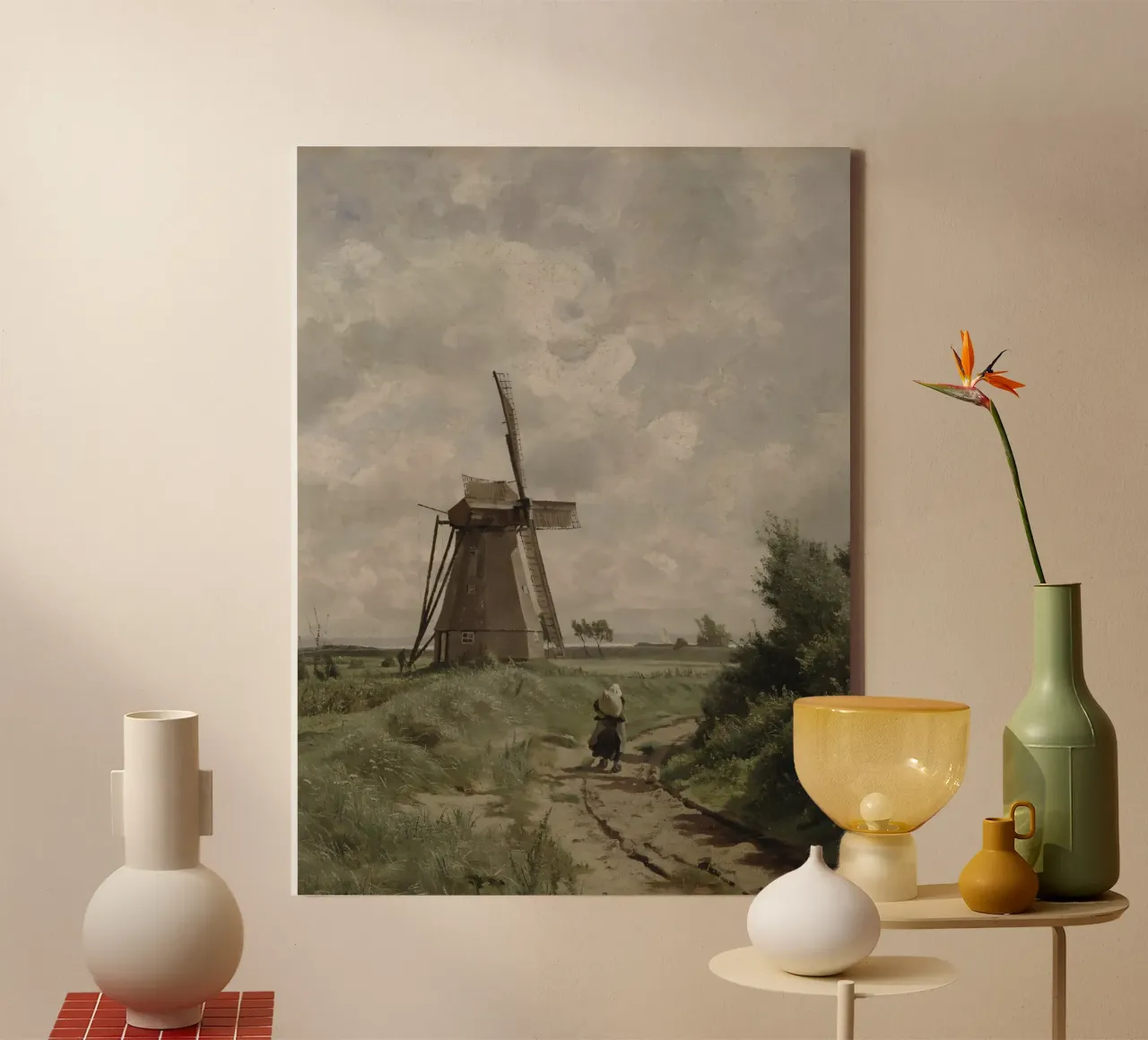 Old Windmill in the Fields canvas by Vintage Posters