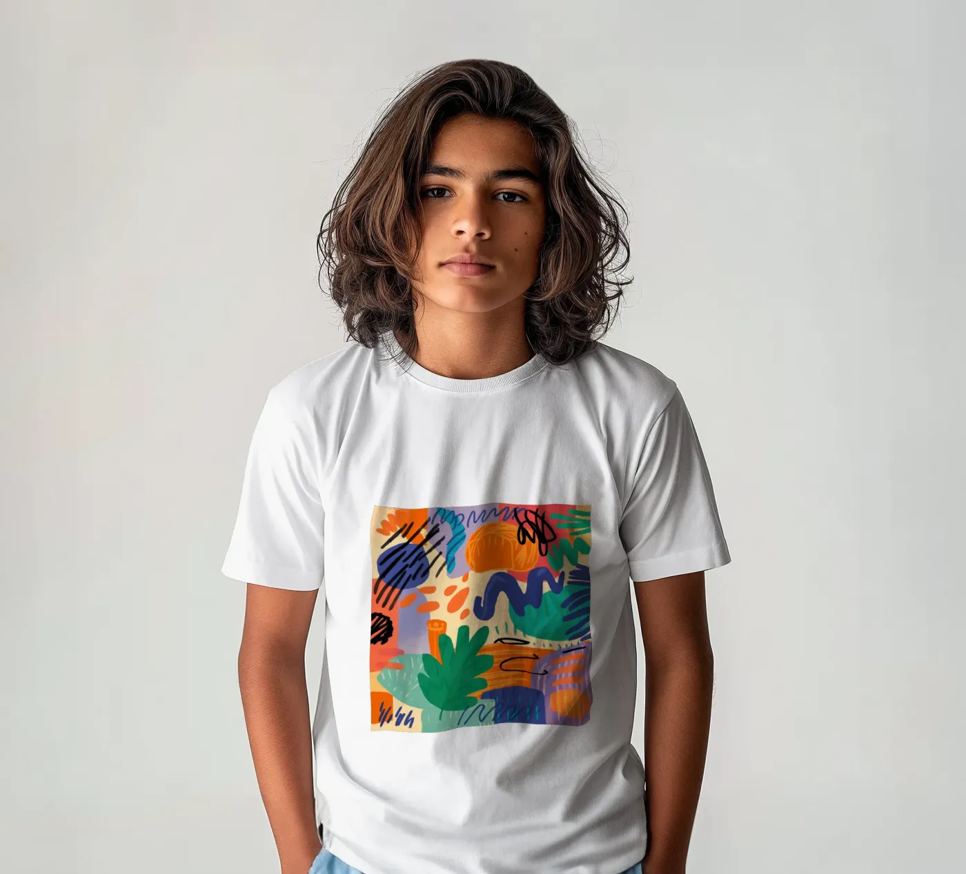 Scarabocchi astratti e giocosi t-shirt bambini da Solace Light