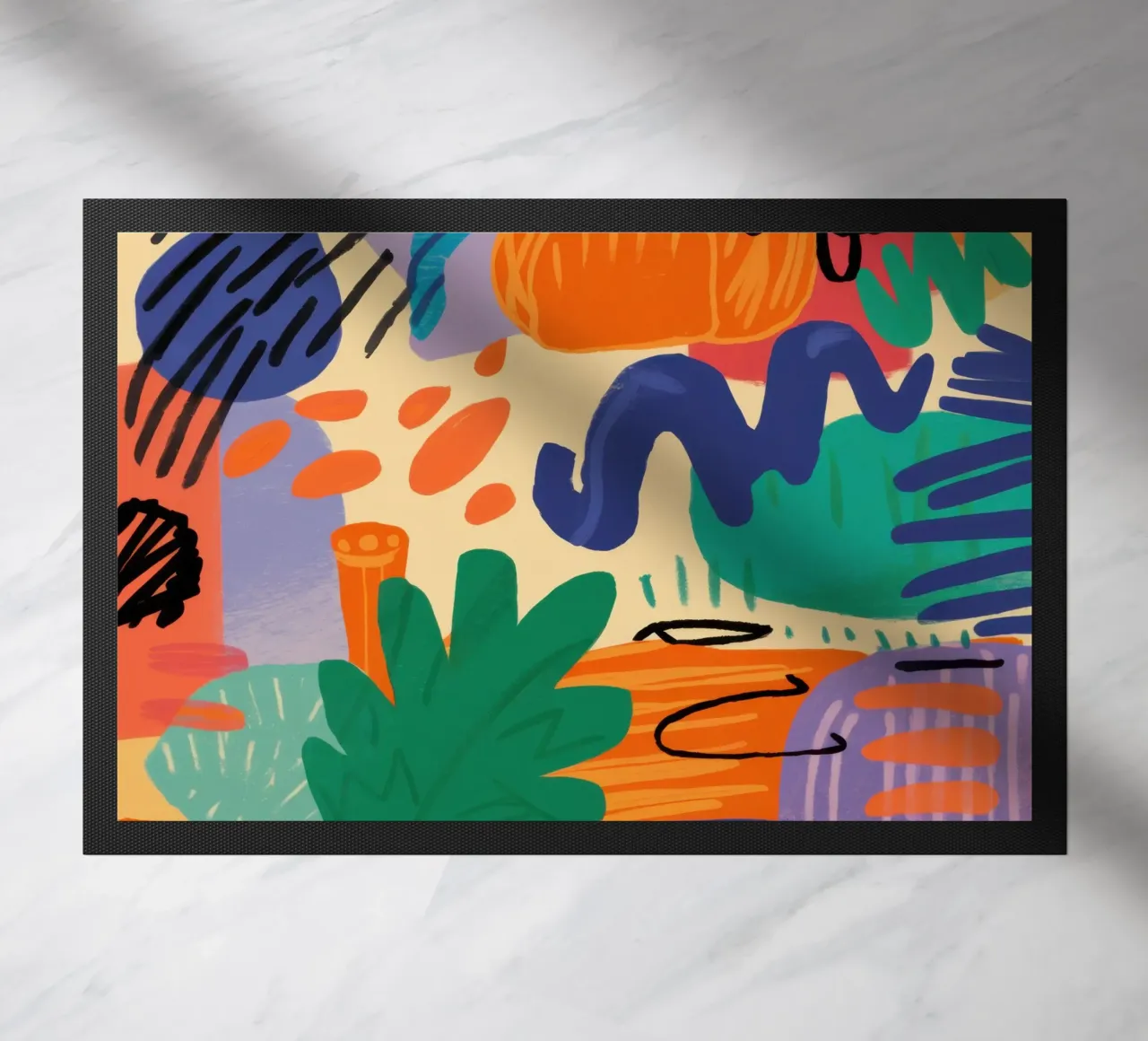 Playful Abstract Scribbles doormat by Solace Light